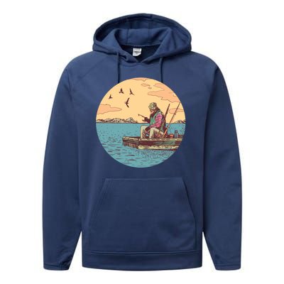 Old Man Fishing Performance Fleece Hoodie