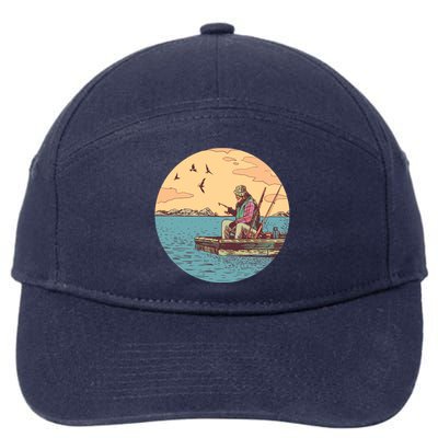 Old Man Fishing 7-Panel Snapback Hat