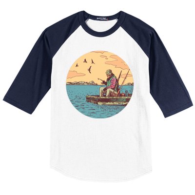 Old Man Fishing Baseball Sleeve Shirt