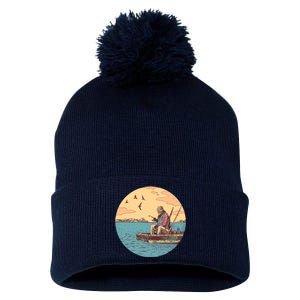 Old Man Fishing Pom Pom 12in Knit Beanie