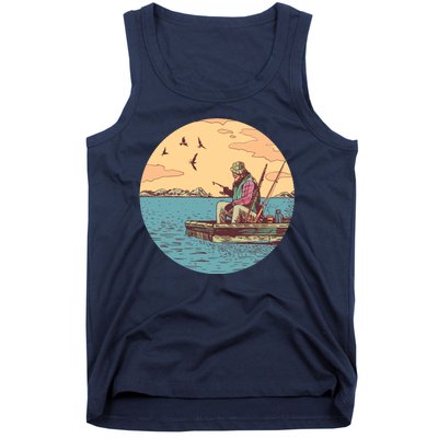 Old Man Fishing Tank Top