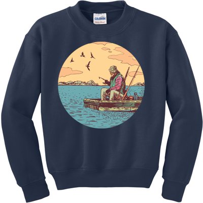 Old Man Fishing Kids Sweatshirt