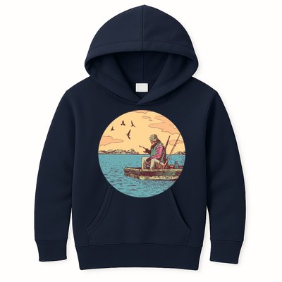 Old Man Fishing Kids Hoodie