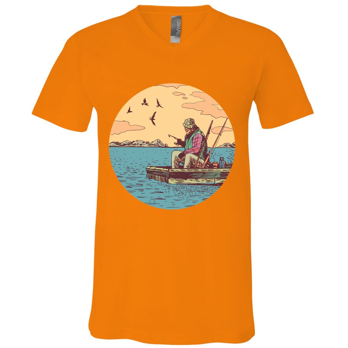 Old Man Fishing V-Neck T-Shirt