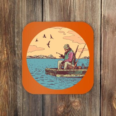 Old Man Fishing Coaster