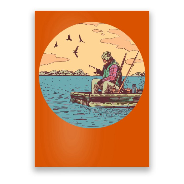 Old Man Fishing Poster