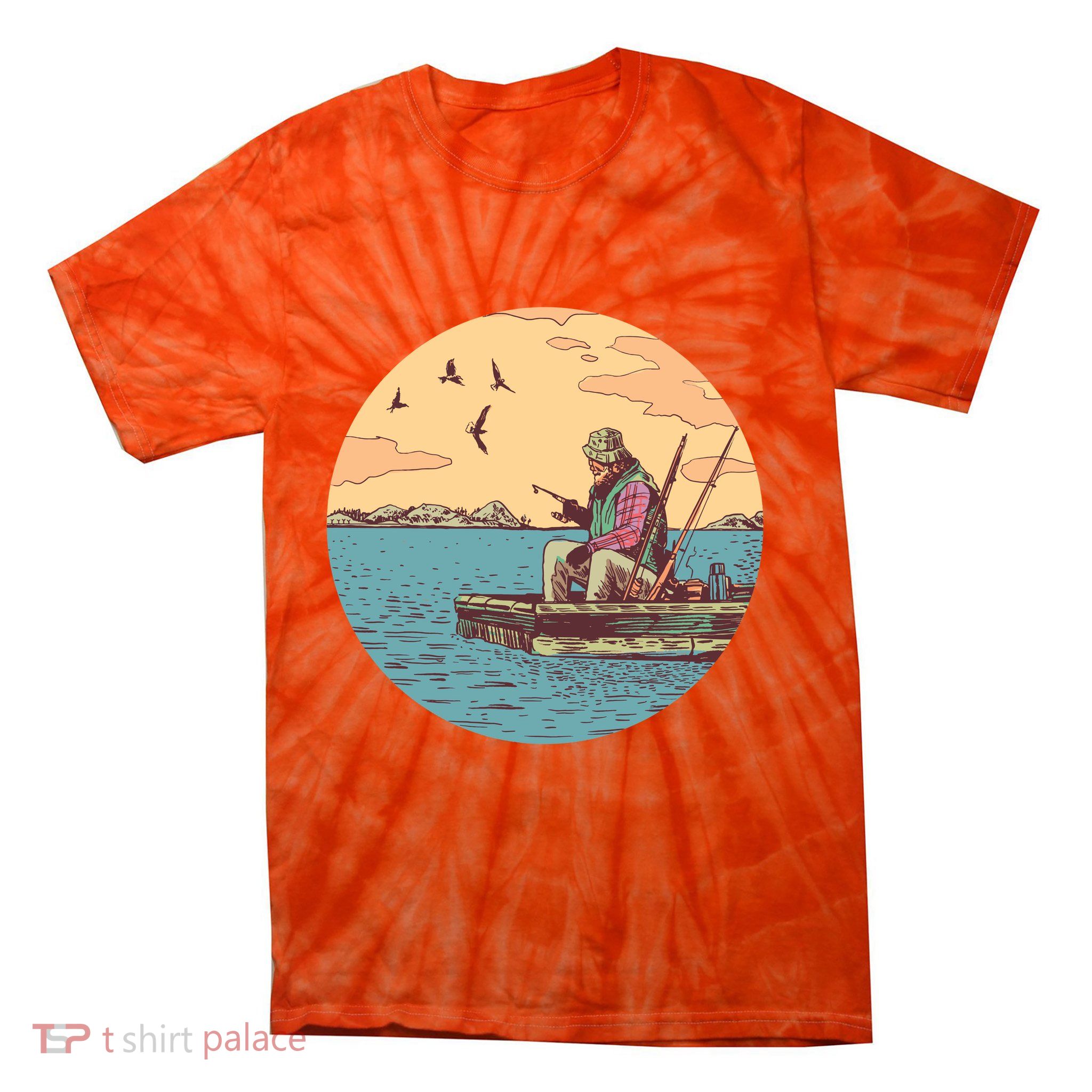 Old Man Fishing Tie-Dye T-Shirt