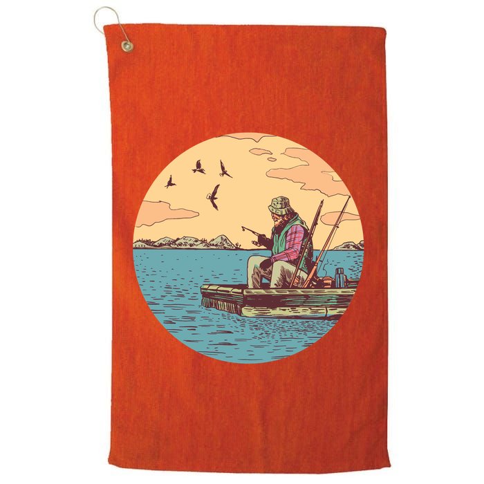 Old Man Fishing Golf Towel