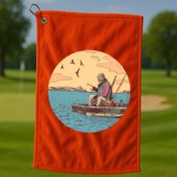 Old Man Fishing Golf Towel