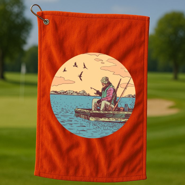 Old Man Fishing Golf Towel