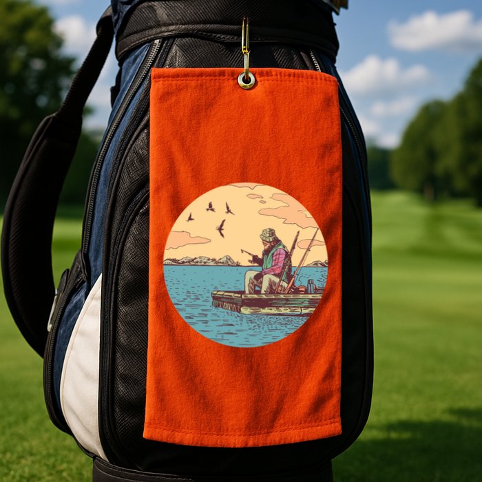 Old Man Fishing Golf Towel
