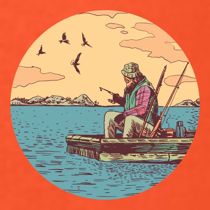 Old Man Fishing Golf Towel