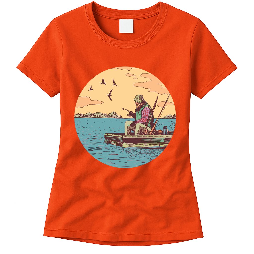 Old Man Fishing Womens T-Shirt