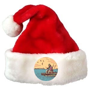 Old Man Fishing Premium Christmas Santa Hat