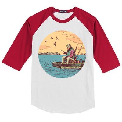 Old Man Fishing Kids Colorblock Raglan Jersey