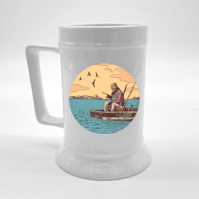 Old Man Fishing Beer Stein