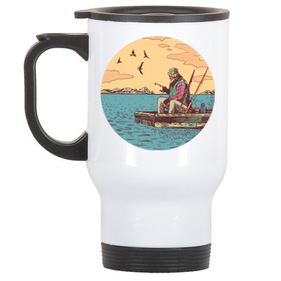 Old Man Fishing Stainless Steel Travel Mug