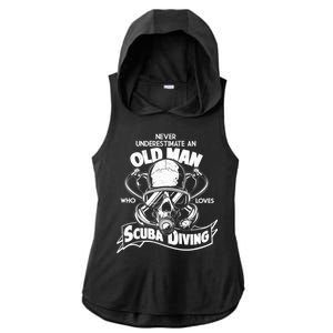 Old Man Who Loves Scuba Diving Ladies PosiCharge Tri-Blend Wicking Draft Hoodie Tank