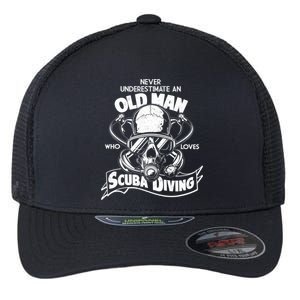 Old Man Who Loves Scuba Diving Flexfit Unipanel Trucker Cap