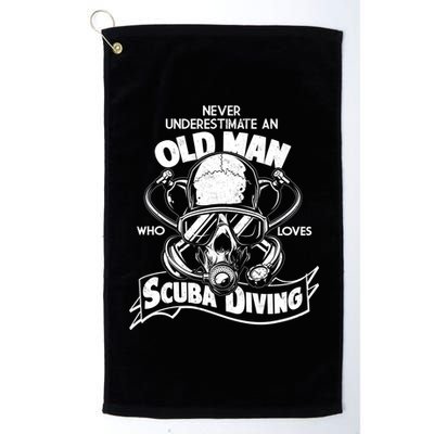 Old Man Who Loves Scuba Diving Platinum Collection Golf Towel