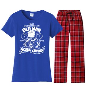 Old Man Who Loves Scuba Diving Women's Flannel Pajama Set