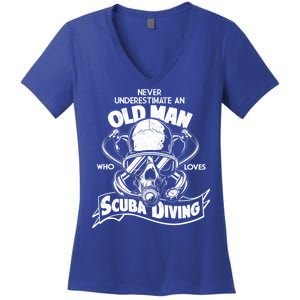 Old Man Who Loves Scuba Diving Women's V-Neck T-Shirt