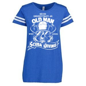 Old Man Who Loves Scuba Diving Enza Ladies Jersey Football T-Shirt