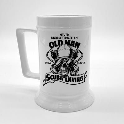 Old Man Who Loves Scuba Diving Beer Stein