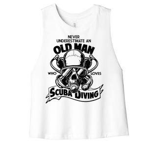 Old Man Who Loves Scuba Diving Women's Racerback Cropped Tank