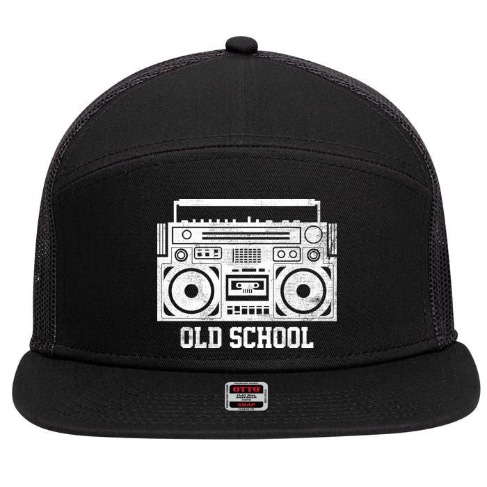 Old School Boombox 7 Panel Mesh Trucker Snapback Hat
