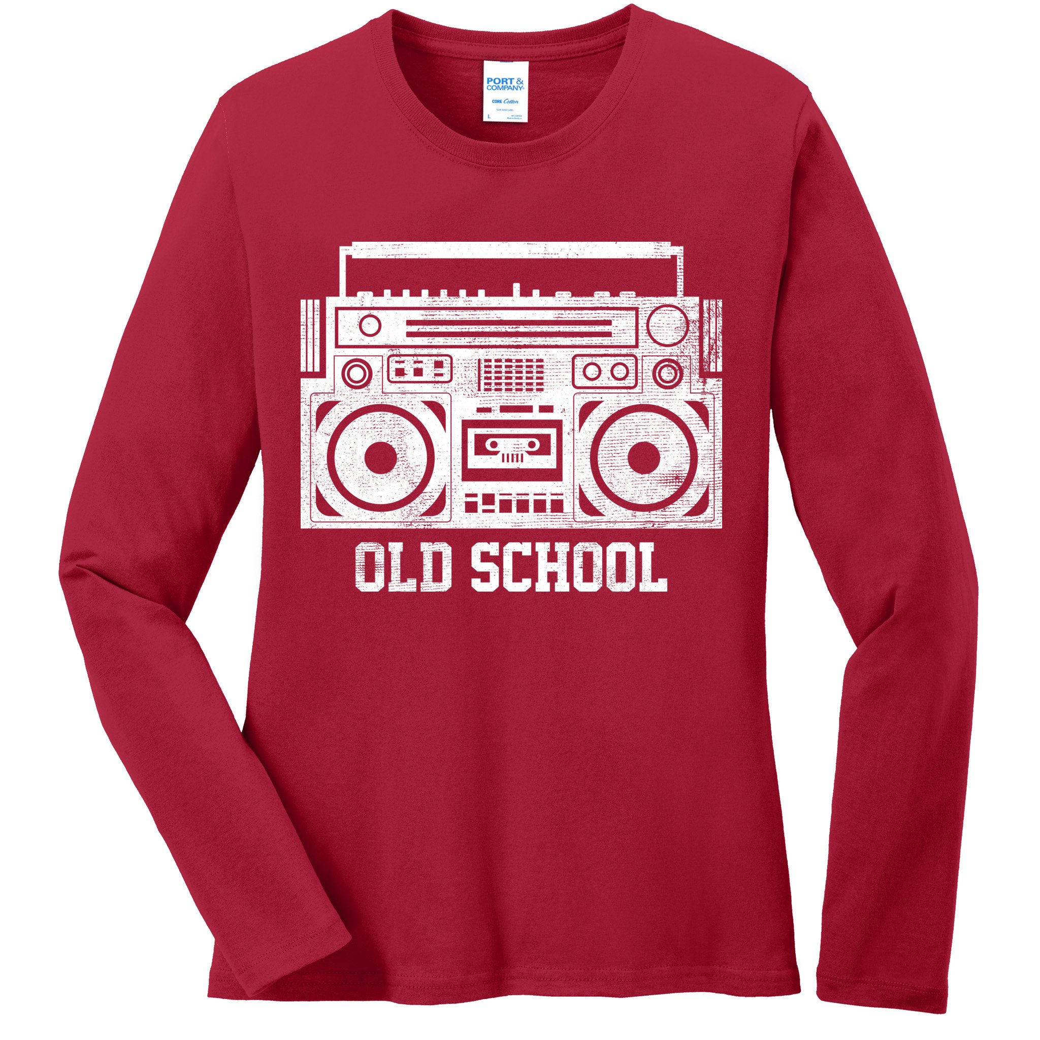 Old School Boombox Ladies Long Sleeve Shirt