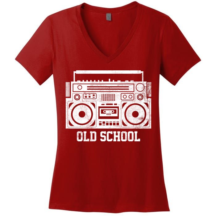 Old School Boombox Women's V-Neck T-Shirt