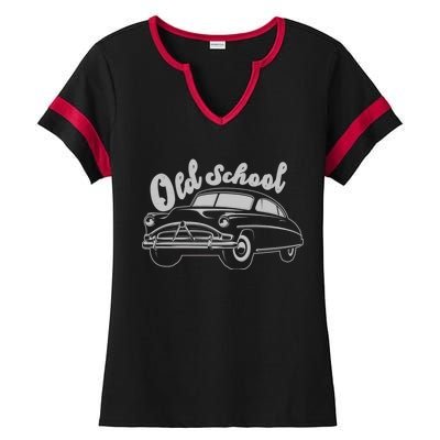 Old School Classic Car Ladies Halftime Notch Neck Tee