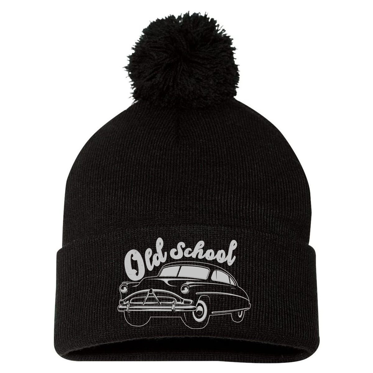 Old School Classic Car Pom Pom 12in Knit Beanie