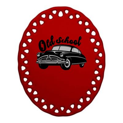 Old School Classic Car Ceramic Oval Ornament