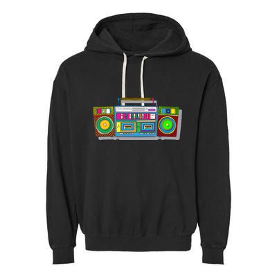 Old School Trippy Boombox Garment-Dyed Fleece Hoodie