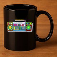Old School Trippy Boombox 11oz C Handle Ceramic Mug