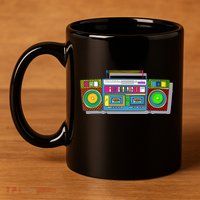 Old School Trippy Boombox 11oz C Handle Ceramic Mug