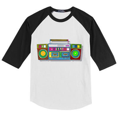 Old School Trippy Boombox Kids Colorblock Raglan Jersey