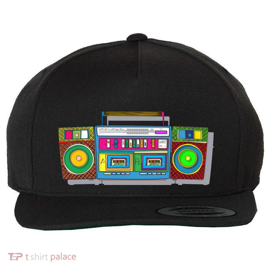 Old School Trippy Boombox Wool Snapback Cap