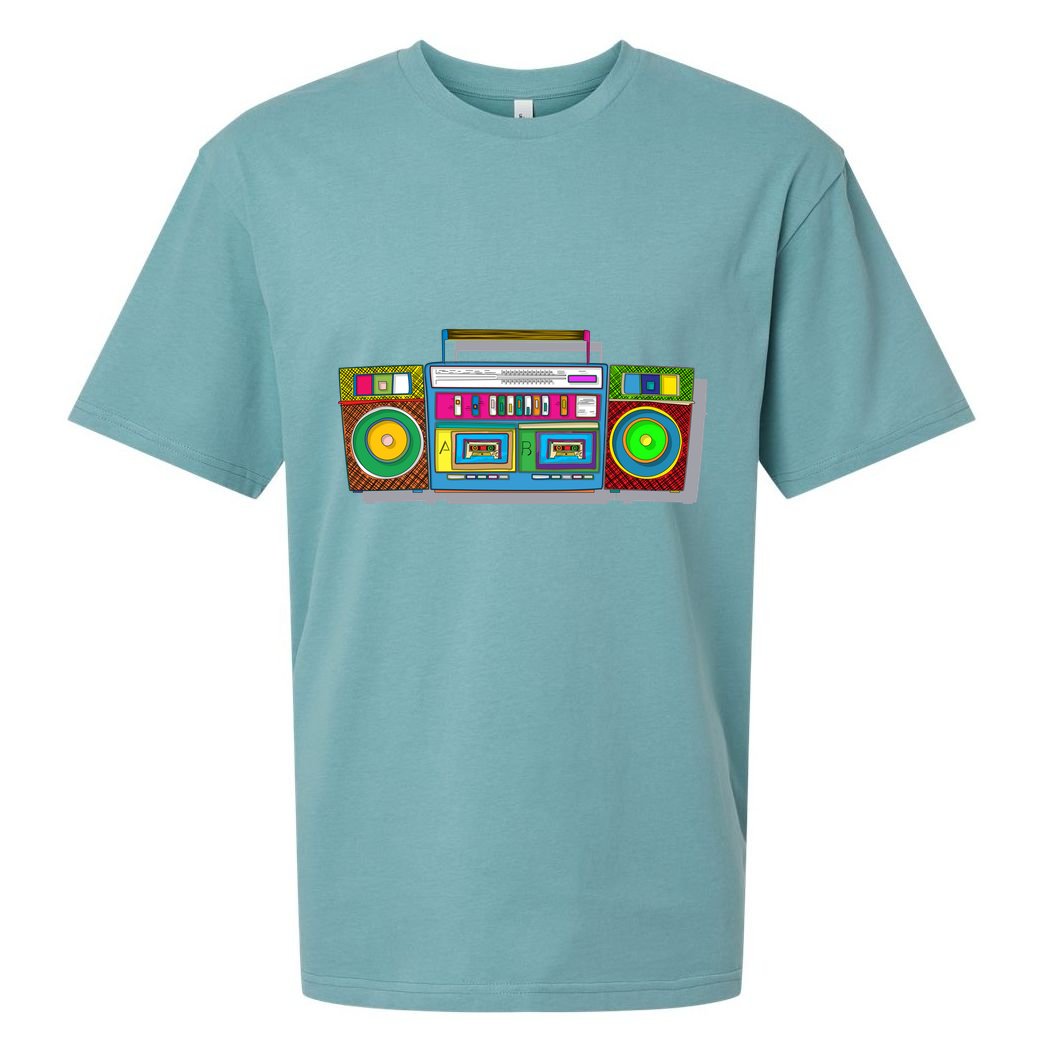Old School Trippy Boombox Sueded Cloud Jersey T-Shirt
