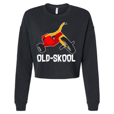 Old Skool Retro Tricycle Bike Trike Toys Cropped Pullover Crew