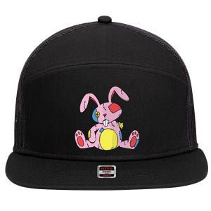 Old Stuffed Rabbit 7 Panel Mesh Trucker Snapback Hat