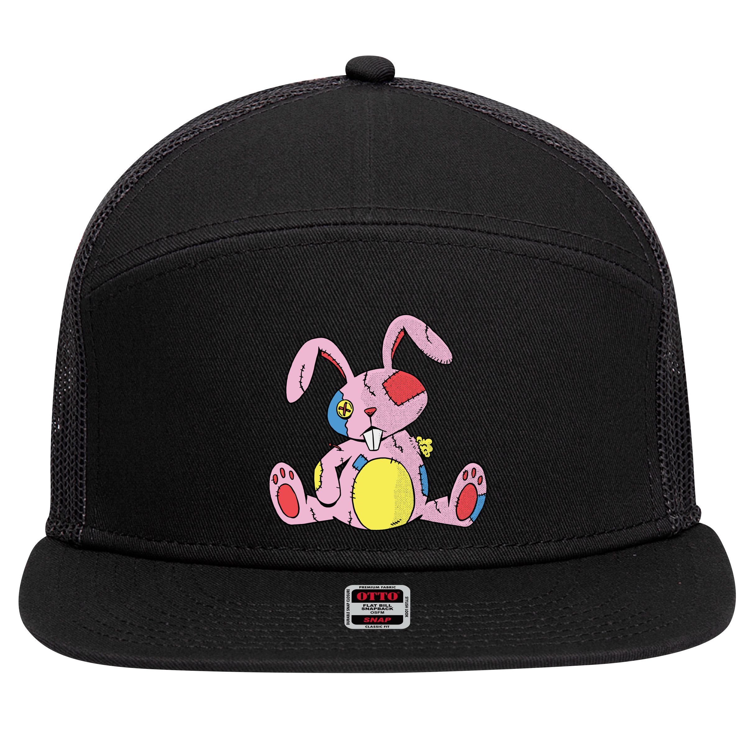 Old Stuffed Rabbit 7 Panel Mesh Trucker Snapback Hat