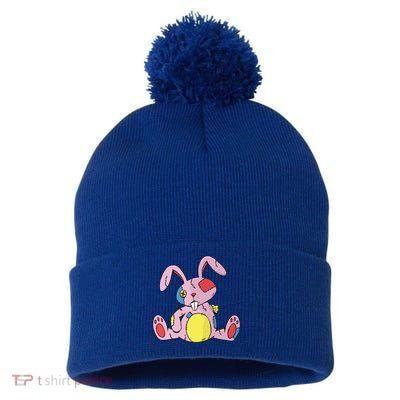 Old Stuffed Rabbit Pom Pom 12in Knit Beanie