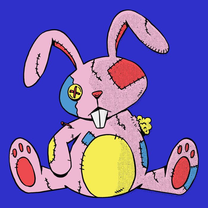 Old Stuffed Rabbit Short Acrylic Beanie