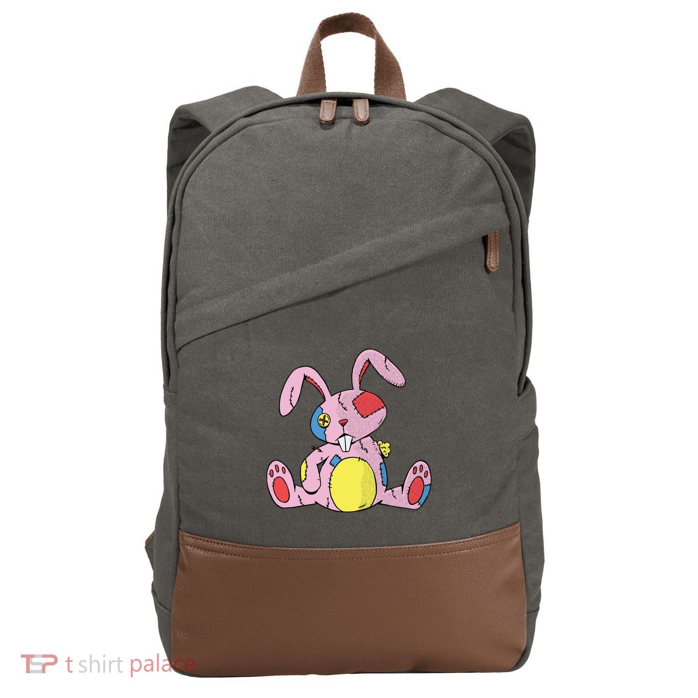Old Stuffed Rabbit Cotton Canvas Backpack