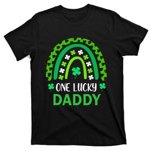 One Lucky Daddy St Patricks Day Shamrock Rainbow Leopard T-Shirt