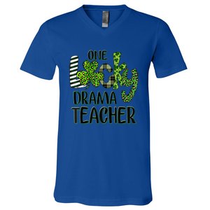 One Lucky Drama Shamrock Teacher St Patrick's Day Meaningful Gift V-Neck T-Shirt