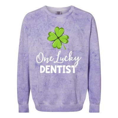 One Lucky Dentist Gift St Patricks Day Dental Office Gift Colorblast Crewneck Sweatshirt